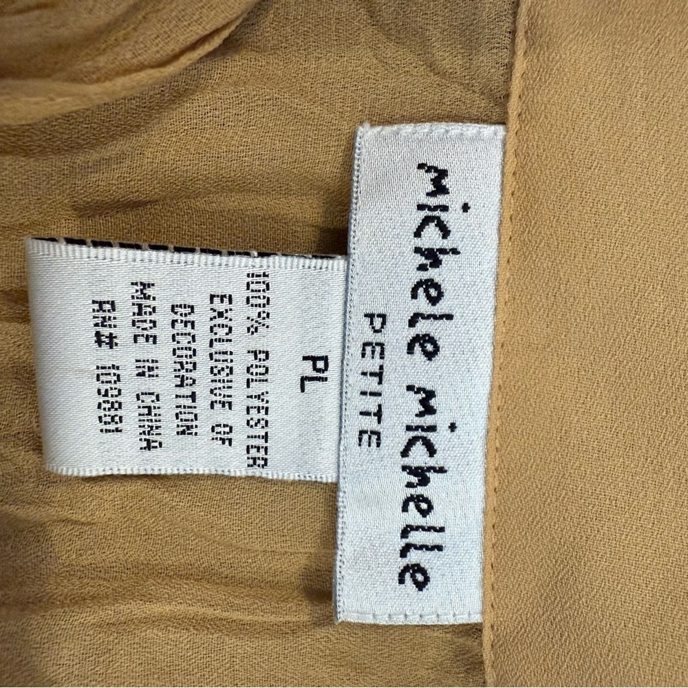 Vintage Y2K Sheer Ruffle Lace Blouse Women’s L Bronze Tan Boho Western Romantic - Picture 5 of 9